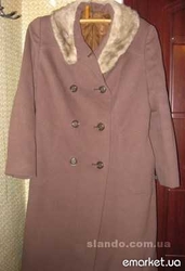 Пальто шерстяное с норковым воротником