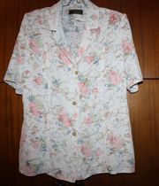 Блуза белая с цветочным принтом на пуговках,  раз.50-52