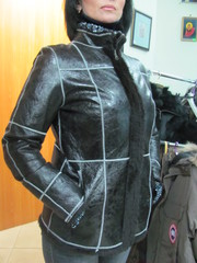 Двухсторонняя дубленка — шуба из меха стриженного бобрика. (М-L)