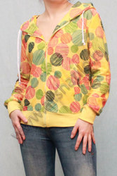 Желтая толстовка с капюшоном, на молнии, с карманами