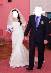 Красивое кружевное свадебное платье со шлейфом, б/у, Чернигов, недорог