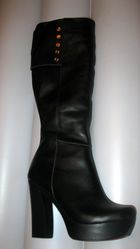 сапоги зимние на высоком каблуке кожа