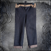 Джинсы капри леопардовый принт