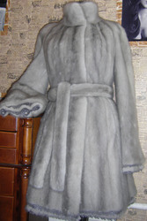 Норковая шуба сапфир, приталенная, очень нарядная, с кружевом