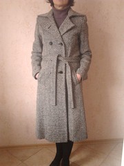 Классическое женское демисезонное пальто под пояс, 40р европейский