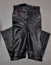 кожаные штаны с высокой талией