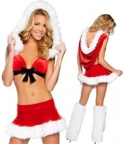 Новогодний костюм топ и юбка с меховыми гетрами